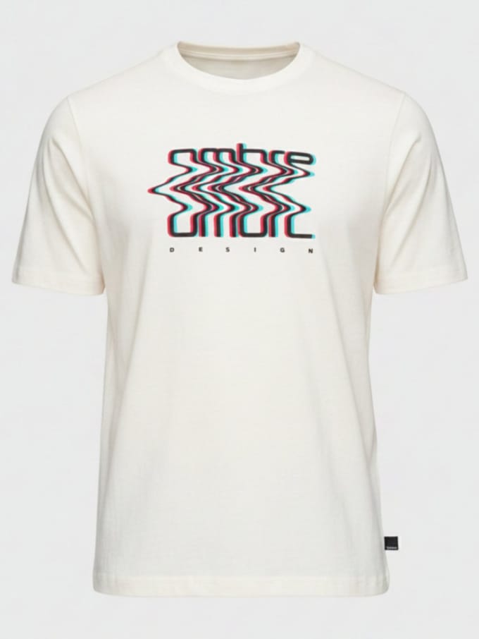 OMBRE T-shirt - Regular Fit - Korte Mouw - Printopdruk Wit M