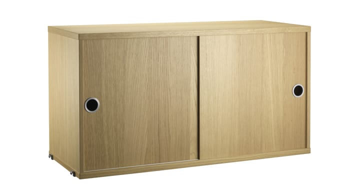 String Furniture - Kast met schuifdeuren - Diepte 30 cm - Eiken - beige