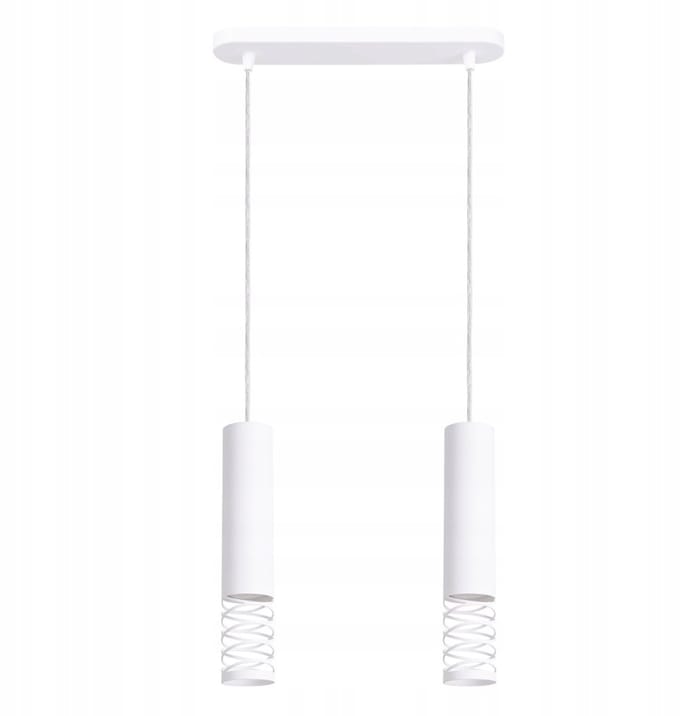 Hanglamp LAMI 2 met 2 opengewerkte spiraalkappen in lijn - Sollux Lighting - IP20 - Wit staal behuizing - 33 x 6 x 125 cm - 2 x GU10 LED, exclusief lichtbron - 2 x 10 W - Moderne hanglamp voor woonkamer, slaapkamer en eetkamer