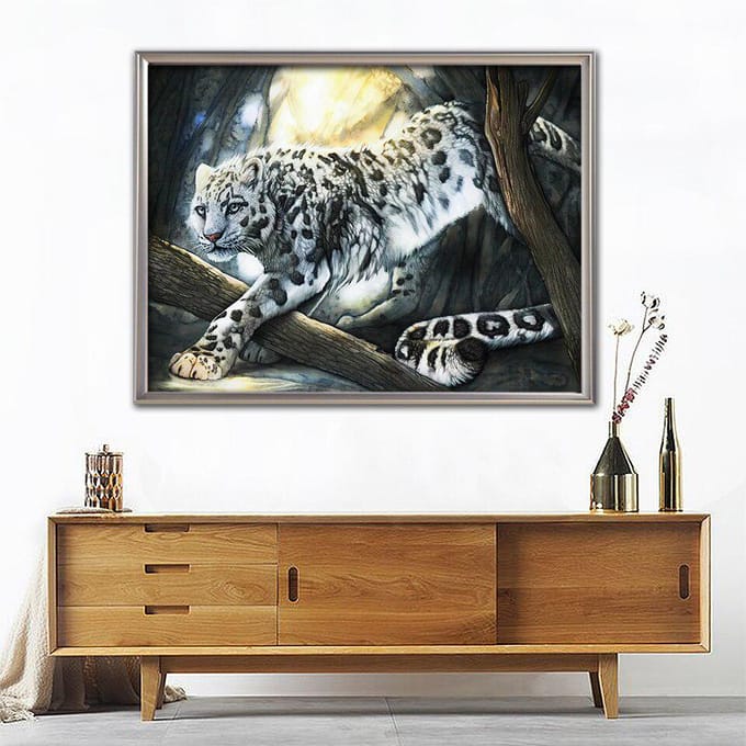 Peinture Diamant 5D DIY Léopard Diamants Carrés Complets Broderie Animale Strass Art Décorations de Maison Full Square 20X30CM black