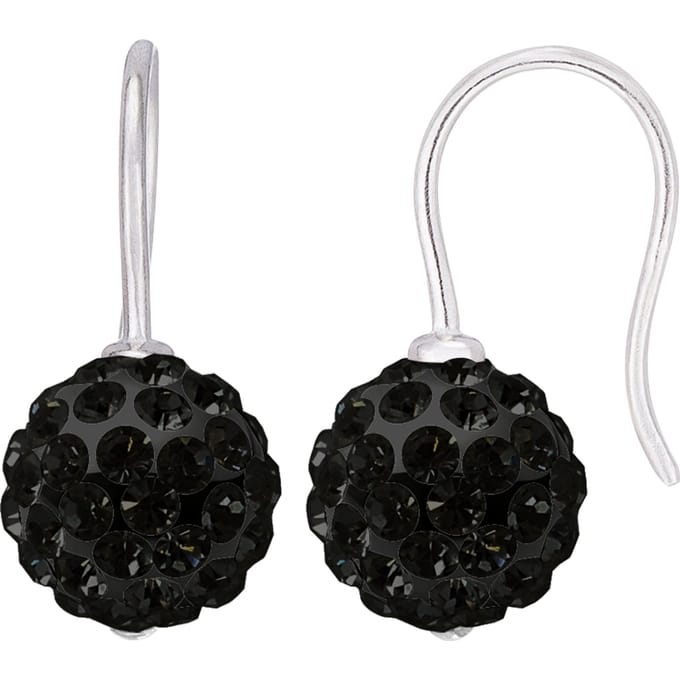 Black Crystal Sphere Hooks 8mm Silver 925 - Pure Crystal
