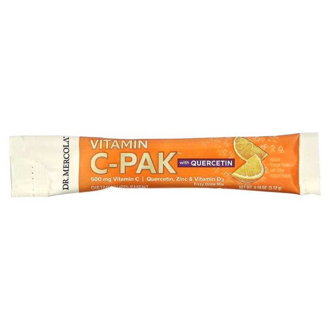 Dr. Mercola, Vitamin C-PAK avec Quercétine, Orange Naturelle, 500 mg, 30 sachets, 5,12 g (0,18 oz) chaque