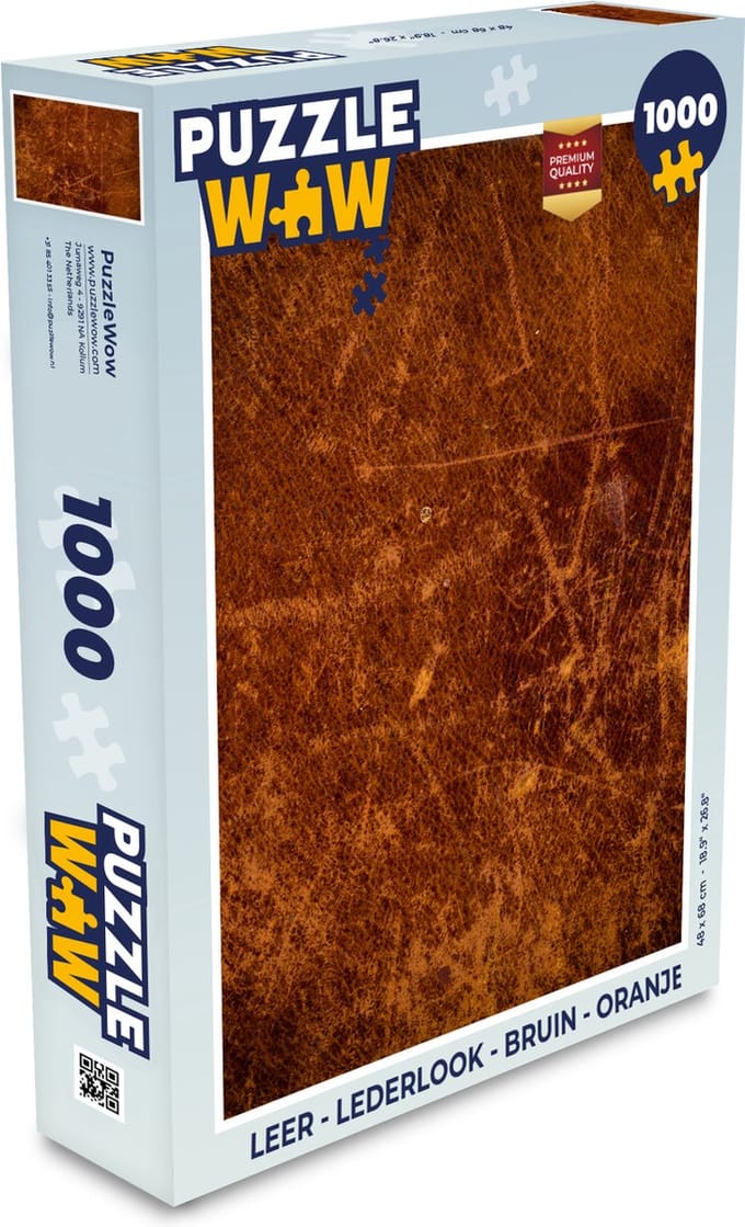 Puzzel Leer - Lederlook - Bruin - Oranje - Legpuzzel - Puzzel 1000 stukjes volwassenen