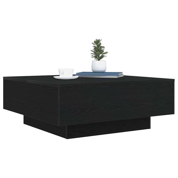 vidaXL - Zwart - eiken - 80 - x - 80 - x - 31 - cm - Bewerkt - hout