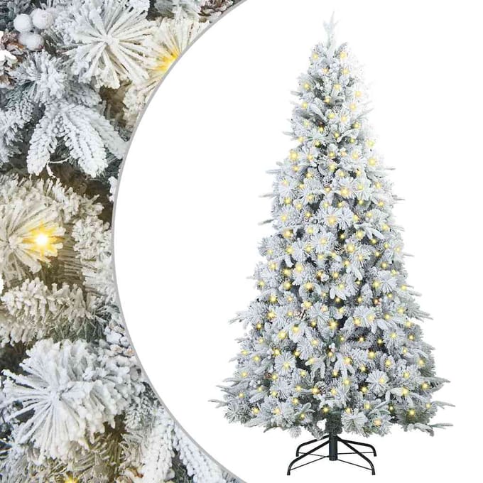 vidaXL - Kunstmatige - Hinged - Kerstboom - met - 300 - LED - Wit - 210 - cm - PE - en - PVC