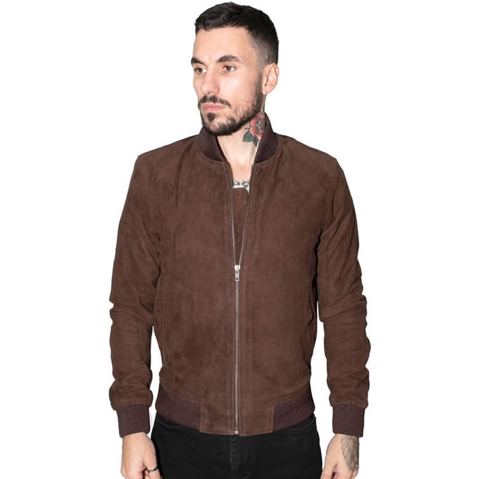 Heren retro geit suède varsity lederen bomberjack-Athene