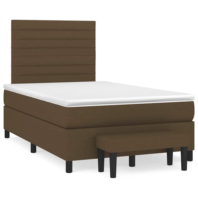 vidaXL - Boxspring - met - matras - stof - donkerbruin - 120x190 - cm