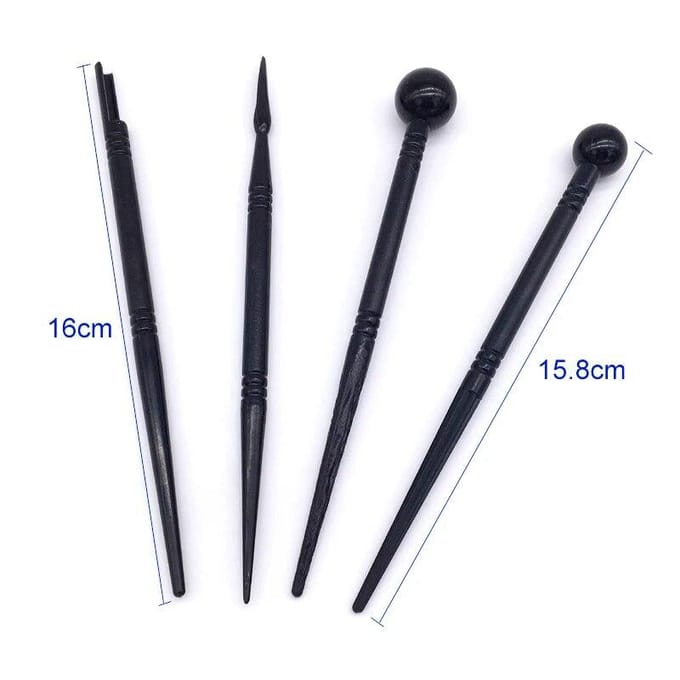 Lot de 4 stylos à gâteau sculptés, outils de modelage de fleurs, moules de décoration de gâteaux fondants, ustensiles de cuisson 4pcs gray