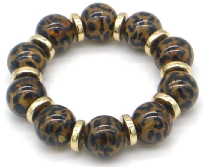 armband - acryl - elastisch - leopard - cadeautip - kerst