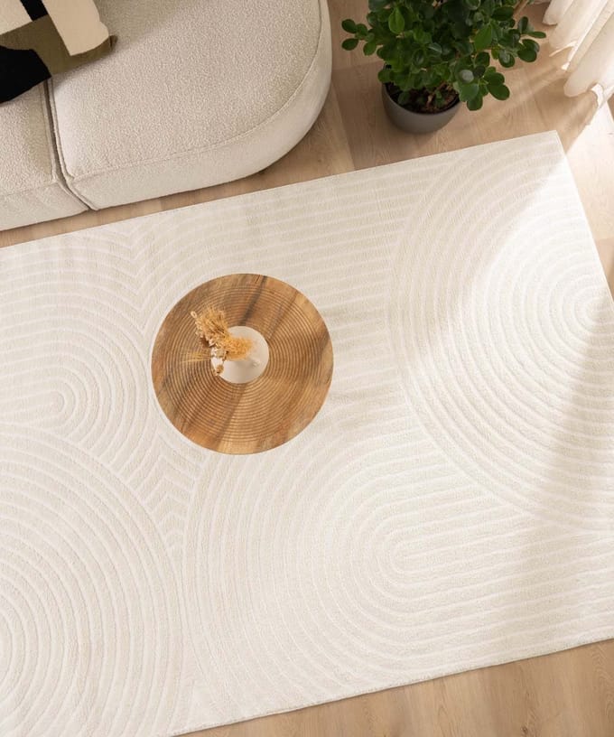 Scandinavisch vloerkleed - Contour Curve crème 80x150