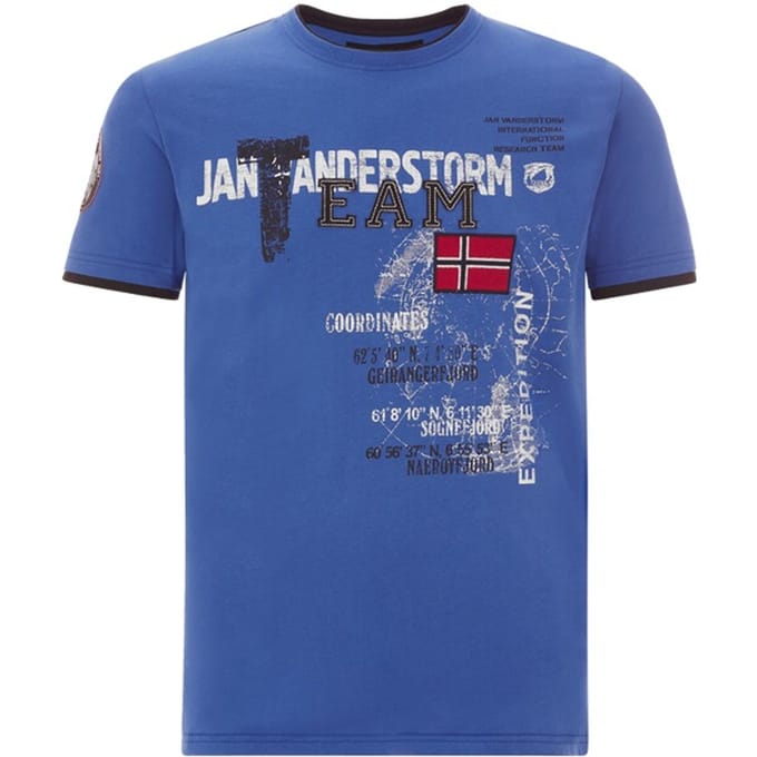 Jan Vanderstorm herren T-Shirt - 76/78 - koningsblauw - Plus Size