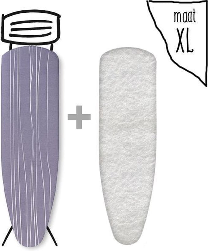 Leuke Strijkhoezen | Strijkhoes met Molton - Taupe/paars - maat XL - complete set