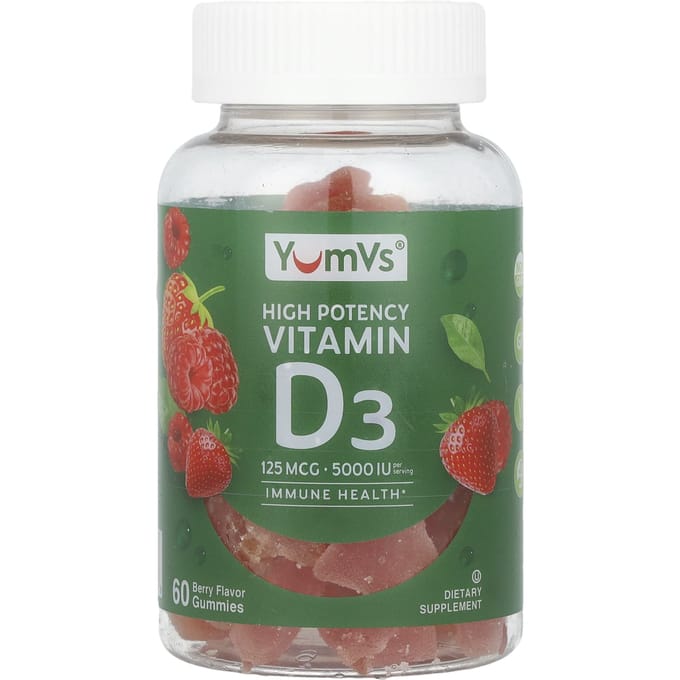 YumVs, Vitamine D3 gummies, hoge werkzaamheid, bes, 125mcg (5.000 IE), 60 gummies