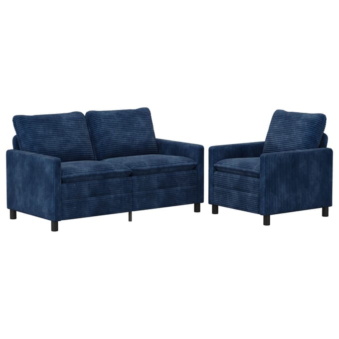 vidaXL - Bankstel - 2 - st - Marineblauw - Polyester