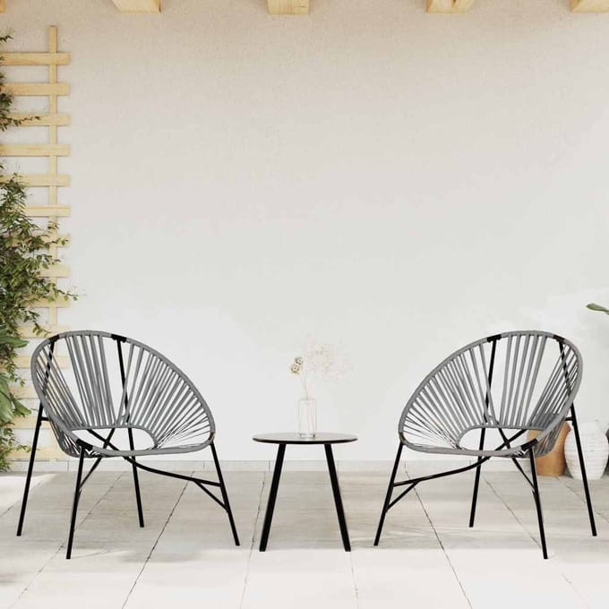 vidaXL - Tuinstoel - Egg - poly - rattan - zwart - en - lichtgrijs