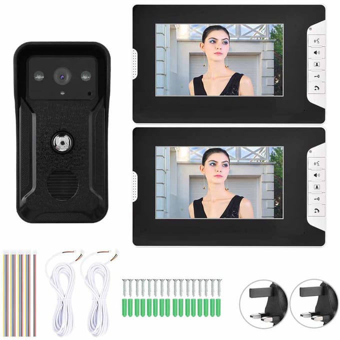 Interphone vidéo couleur filaire 7 pouces Vision nocturne Étanche Sonnette