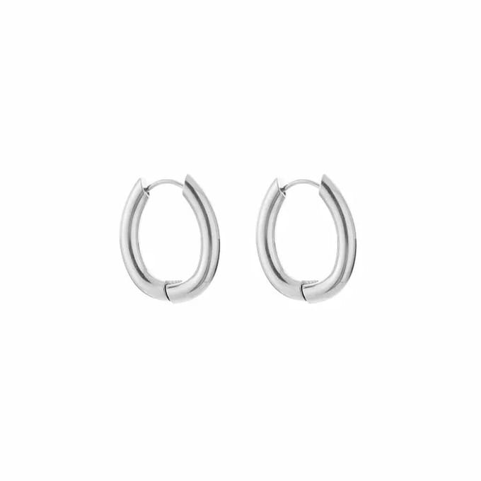 Bijoutheek Oorringen Oval Hoop Zilver