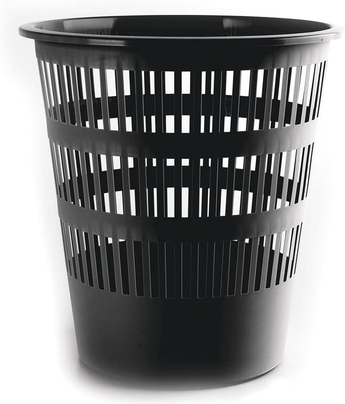 Zwarte Prullenbak 16 Liter met Geperforeerd Patroon - Office Afvalbak