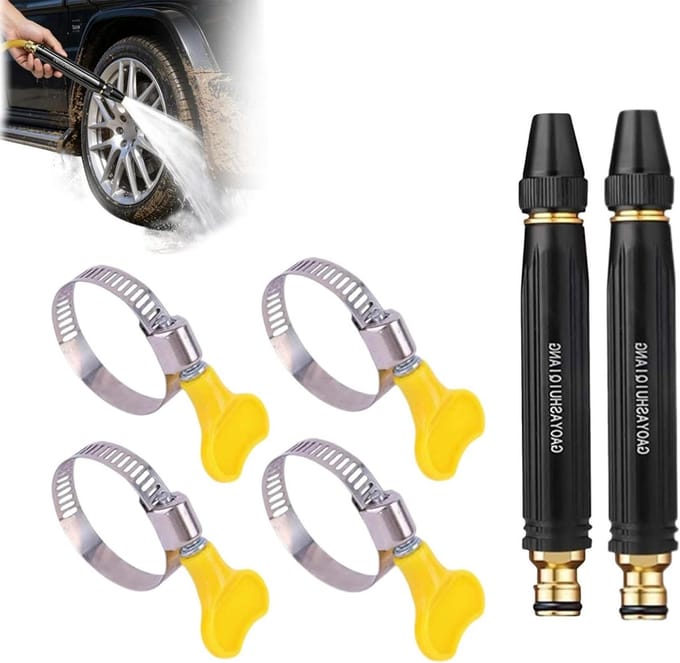 Hogedruk Waterspuitpistool - Reinigingspistool - Auto en Tuin - Drie Sproeimodi - 2 Stuks - Zwart Goud