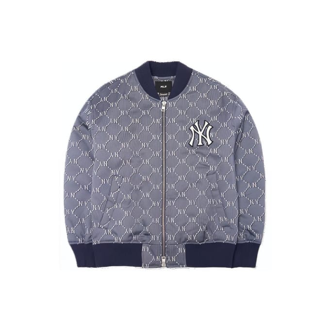 MLB Logo Print Rits Baseballjack Herenjassen Donkerblauw 3AJPM0121-50NYL S gray