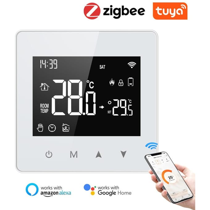 Tuya ZigBee Intelligente Constante Temperatuurregelaar Temperatuur Instelbaar LCD-scherm wit