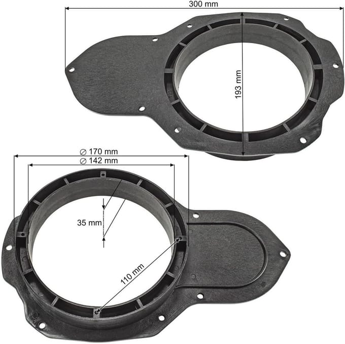 Luidspreker Ringen Adapter voor VW Passat 3C CC - Geschikt voor 165mm DIN Luidsprekers