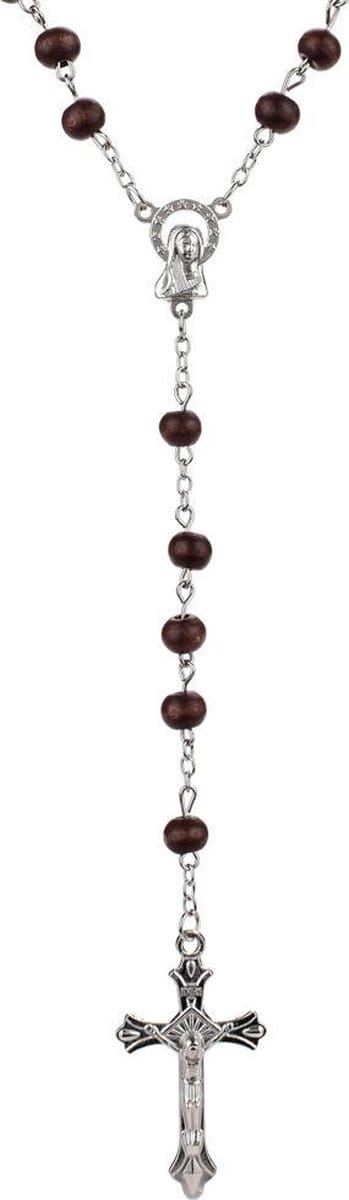 Fako Bijoux® - Rozenkrans Ketting - Sandelhout - Donkerbruin