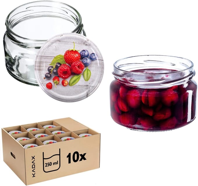 Denia Weckpotten 250ml 10st 82mm + Deksel "Blauwe Bessen"