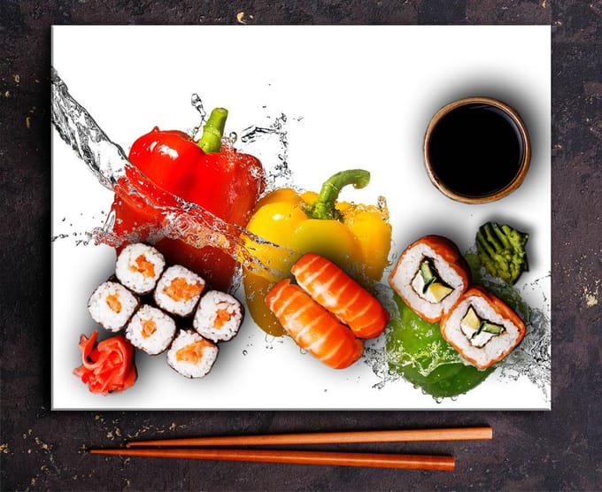 TMK ArtDeko - Glas Snijplank - 52x40cm - Paprika - Wit