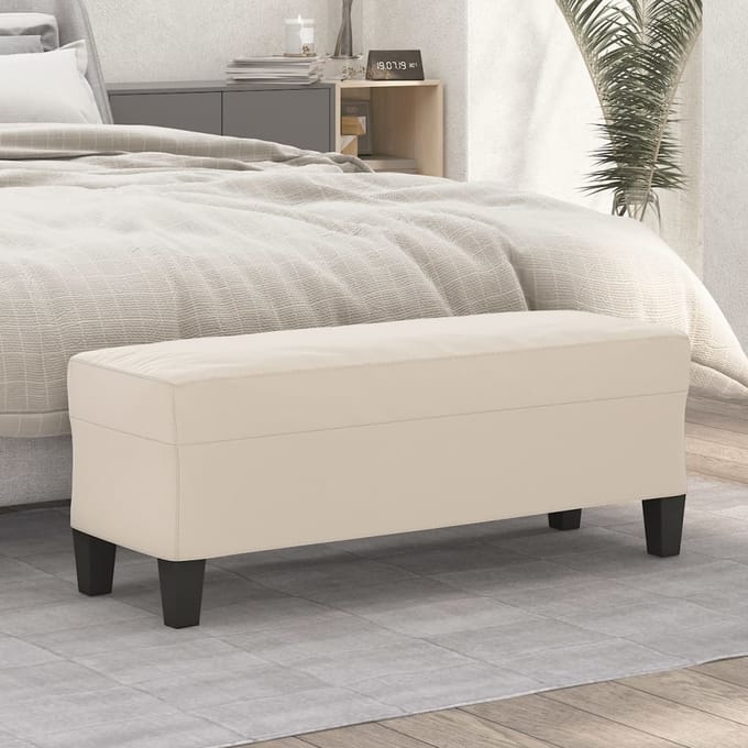 vidaXL - Bankje - 100x35x41 - cm - microvezelstof - crèmekleurig