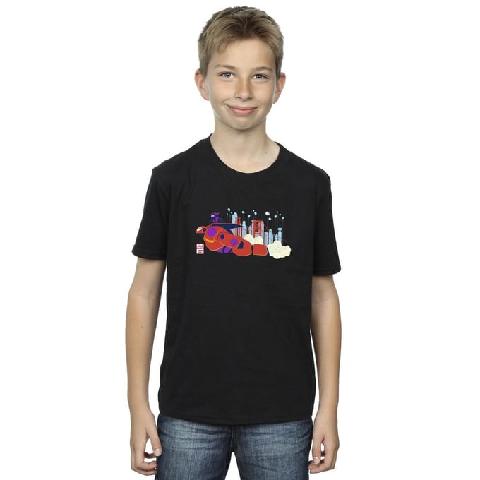 Disney Jongens Big Hero 6 Baymax Hiro Brug T-Shirt (Zwart)