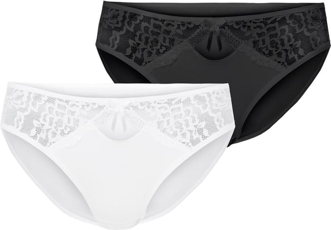 Merry Style Dames Slip Onderbroek - Katoen - Regular Taille - 2-Pack - MS-GAB-17-Hipsters-2P - (2Pack) Zwart/Wit - S