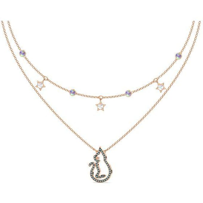 Collier double face Swarovski Cattitude Chat Moonlight pour femme Or Rose 5566726 Box (Random Color) white