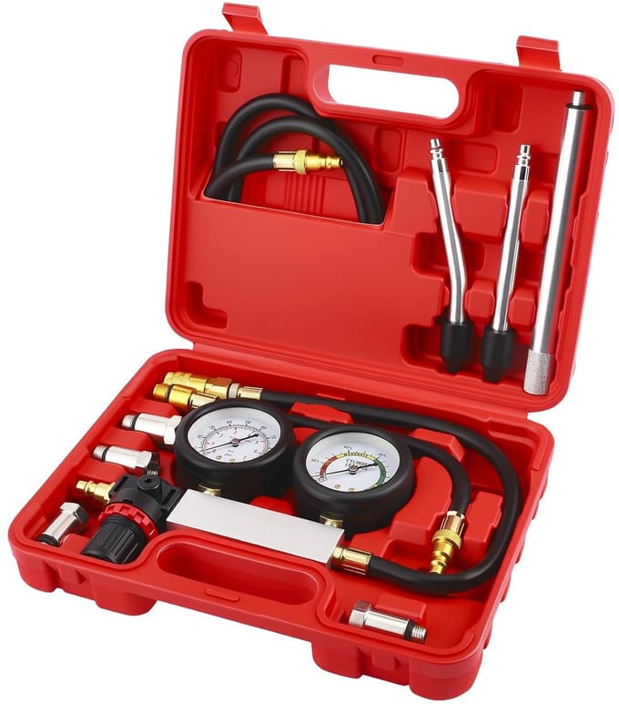Cilinder Lekdetector - Compressie Tester - Motor Diagnose - Dubbele Manometer - 0-100PSI 0-7Bar