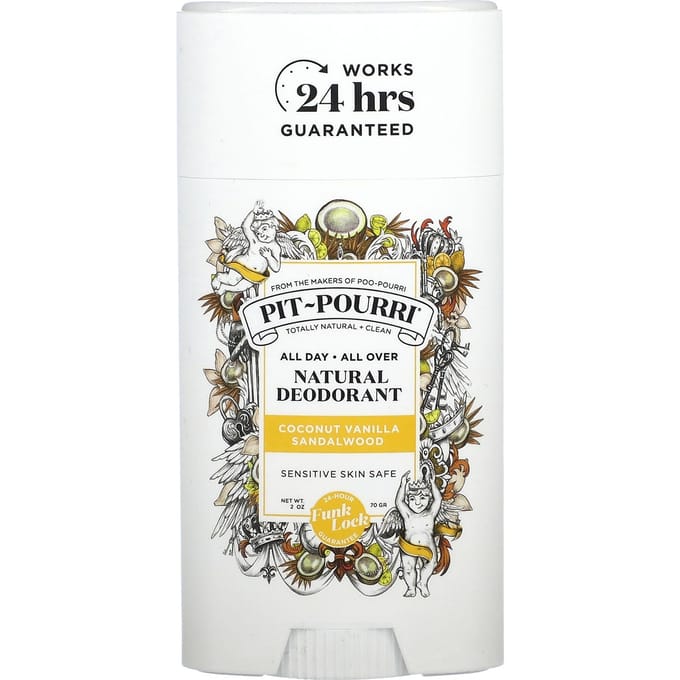 Poo-Pourri, Pet-Pourri® Natural Deodorant, Coconut Vanilla Sandalwood, 70G (2Oz) white