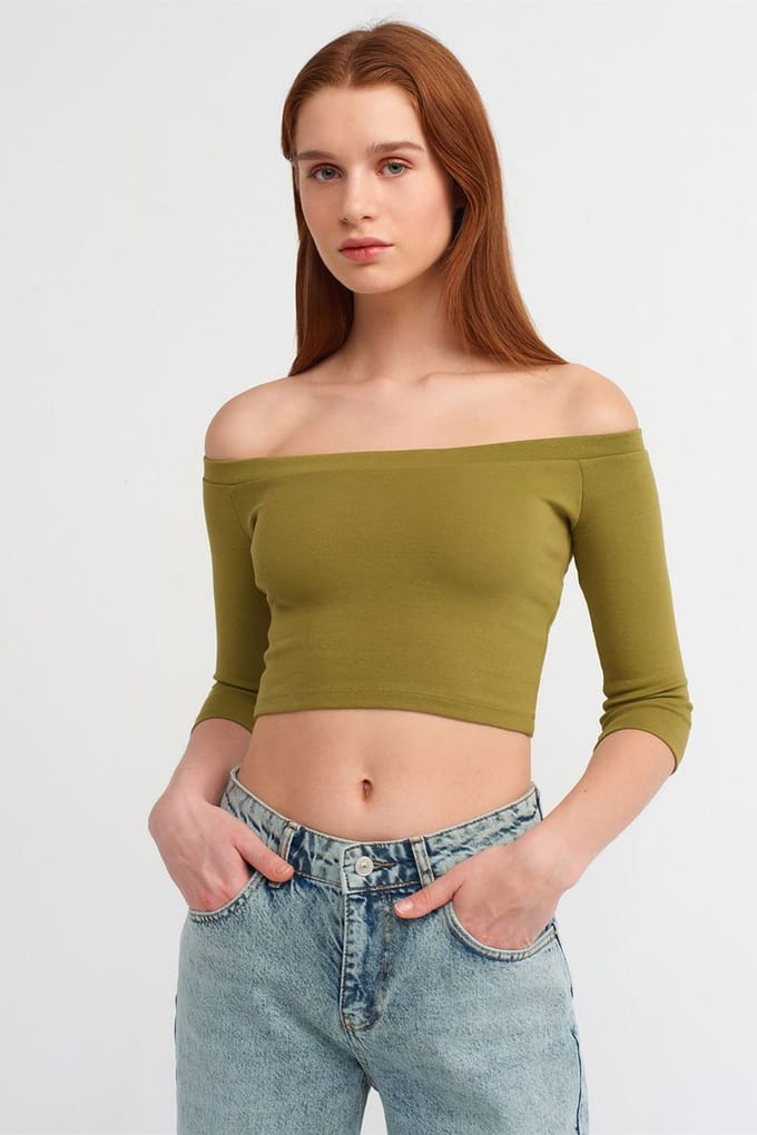 Dames Off-shoulder Crop Blouse