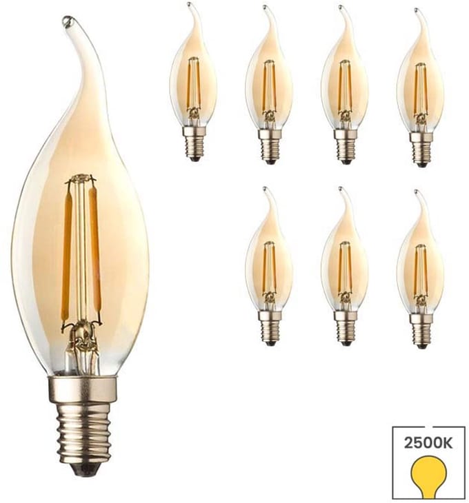 Lybardo - E14 LED Lamp - 8-pack - Kaarslamp - 0.6W - 2500K Warmwit Licht
