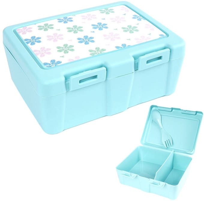 Orion - Lunchbox met Bestek - 1L - Blauw - Twee Compartimenten
