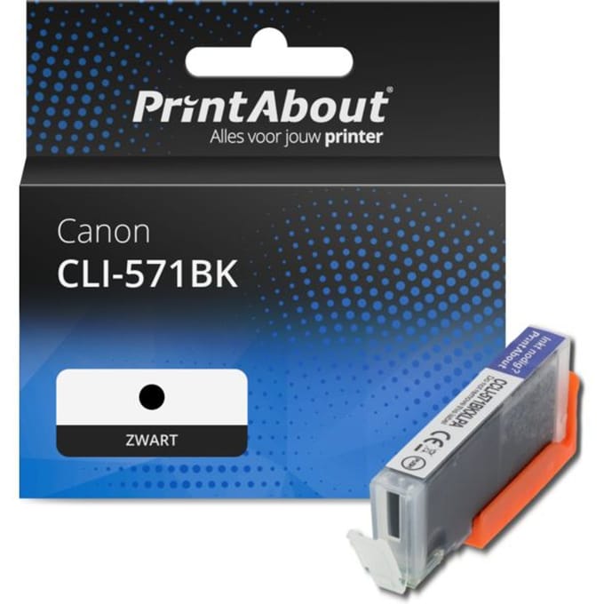 PrintAbout huismerk Inktcartridge CLI-571BK Zwart Geschikt voor Canon