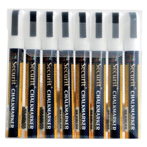 Krijtstift Securit SMA-510 schuin wit 2-6mm blister à 8 stuks