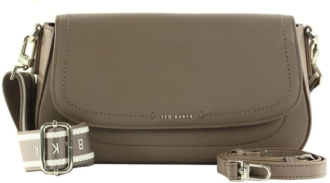 Ted Baker Leren schoudertas Louiize Webbing Leather Flapover Crossbody Bag Taupe