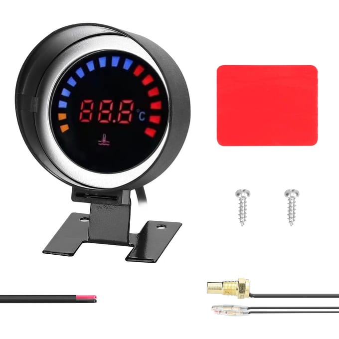 52 mm watertemperatuurmeter auto digitale meter LED-display 0-120 Celsius met sensoralarmfunctie voor zwart