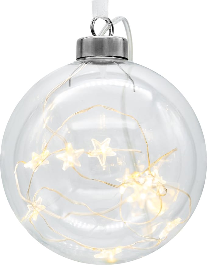 LED Kerstbal 10 cm - Transparant Glas - inclusief Timer