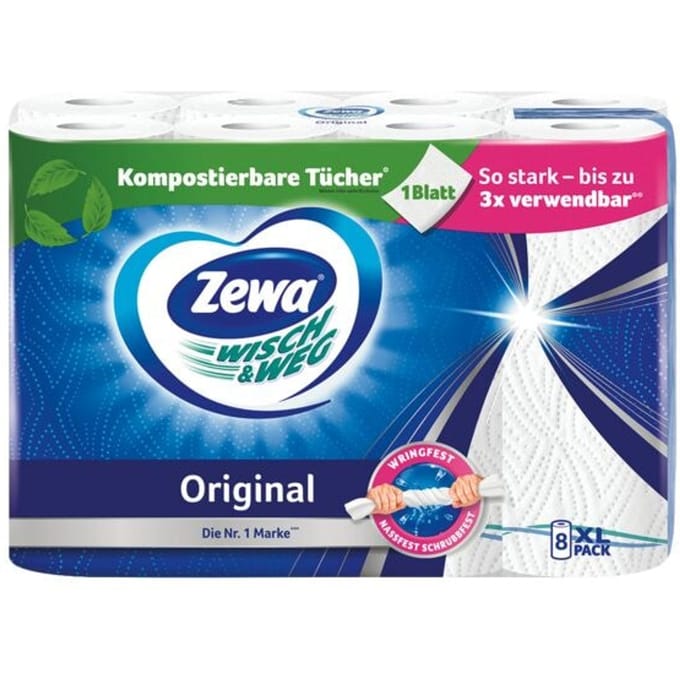 Zewa keukenrol Wipe and Remove Original, 2-laags, 8 x 45 vellen