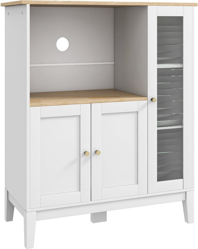 HOMCOM-Magnetronkast-Bois-80x35x97cm-Wit