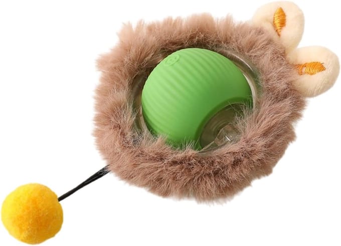 Oneay Interactieve kattenbal – Automatisch rollend siliconen kattenspeelgoed met 3 lichtstanden – Groen