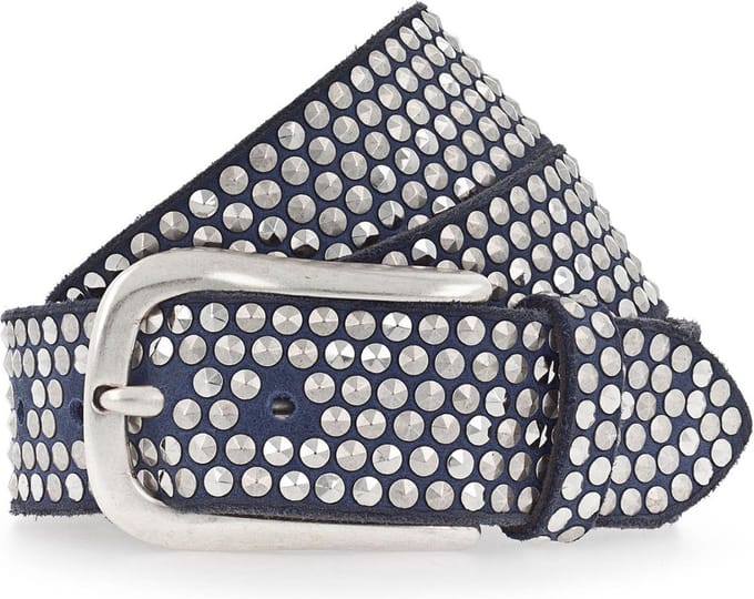 b.belt Leren riem Zoe Silver Stud Belt W100 Denim blauw