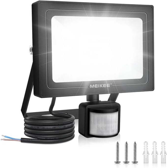 LED-schijnwerper 15W met PIR-bewegingssensor, 1200 lumen, 6500K daglichtwit, IP66 waterdicht, voor buiten