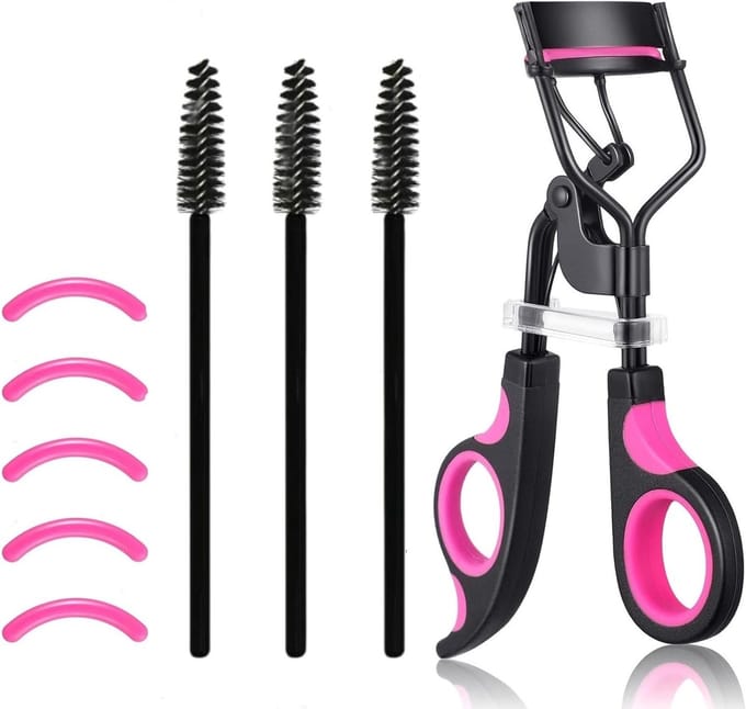 3-in-1 Wimperkruller Set met 5 Extra Vervangpads, Wimperapplicator en Make-up Tools voor Perfecte Wimpers