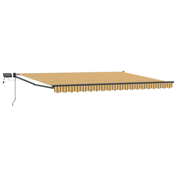 vidaXL - Handbediende - luifel - met - LED's - Geel, - Grijs, - Anthraciet - 4 - × - 3 - m